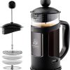"OVENTE 12oz French Press Coffee Maker, Borosilicate Glass, Stainless Steel Filter, BPA-Free, Black"